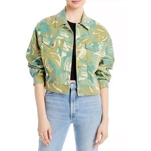 MOTHER Denim Women's The Fly Away Jacket in Tropical Camo Green NWT sz Small